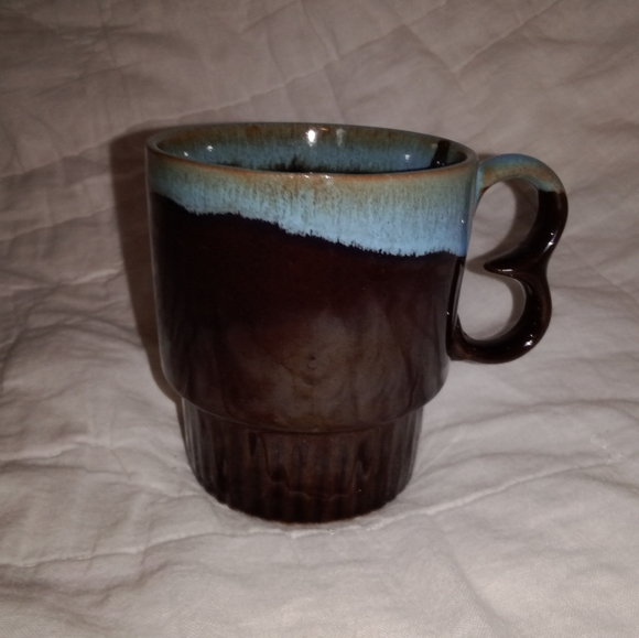 Replacement Mid Century Modern Stackable Brown Blue Drip Glaze Coffee Mug Cup - Picture 3 of 7